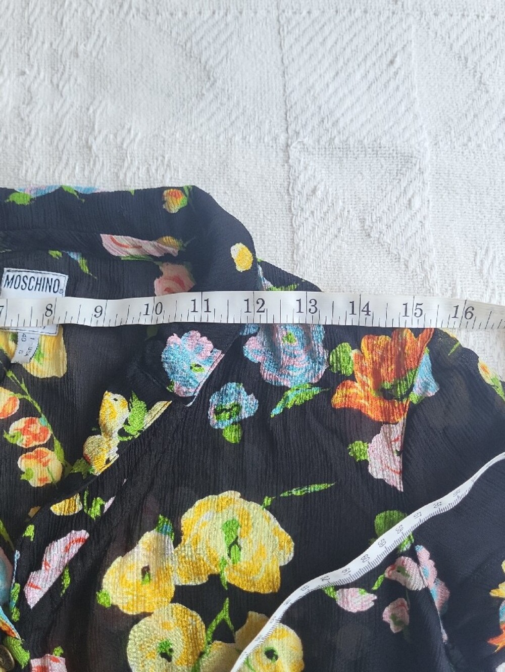 Moschino Black Floral Wilder Kind Short-Sleeve Sheer Airy Blouse - Picture 10 of 16